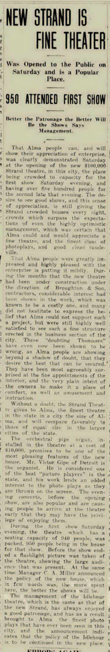 Strand Theatre - May 20 1920 Review Of New Strand (newer photo)